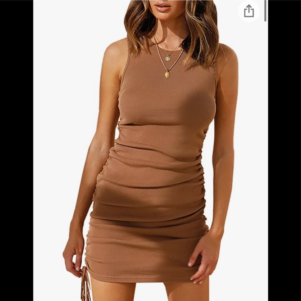 Brown Ruched Side Dress